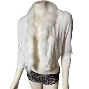Calvin Klein White Crop Women's Feather Neck Open Top